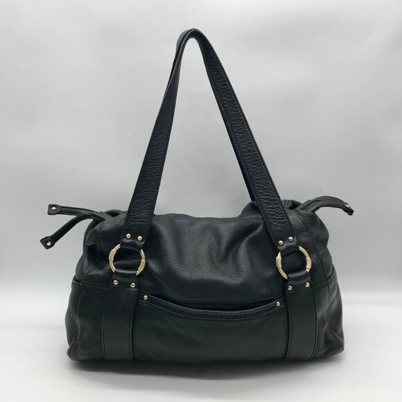 Michael Kors Black Leather Gold Accent Shoulder Bag - Picture 2 of 10